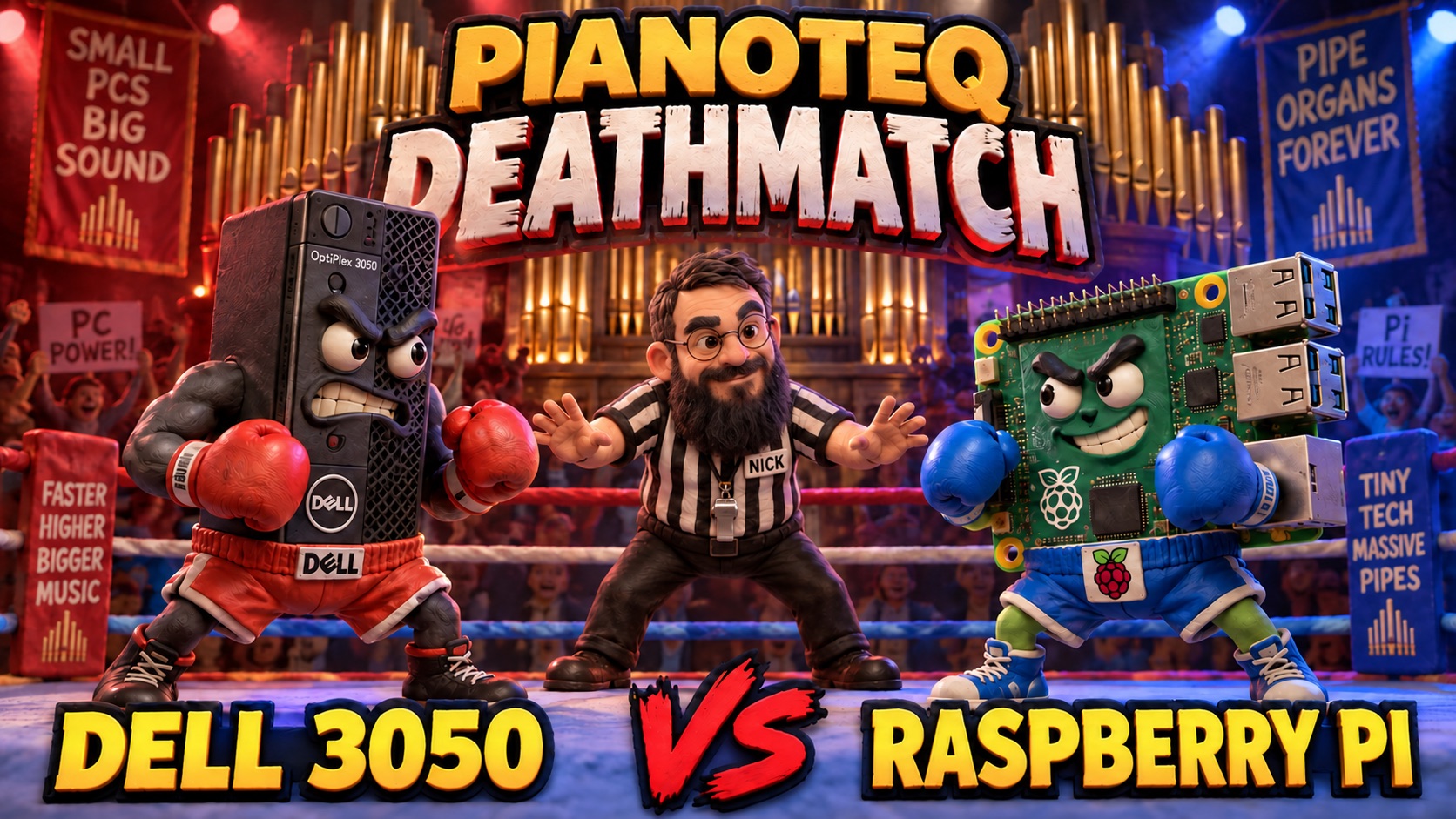 Pianoteq Deathmatch: Dell 3050 vs Raspberry Pi, referee Nick